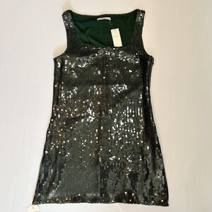 Abercrombie & Fitch Dark Green Squareneck Sequin Mini Dress